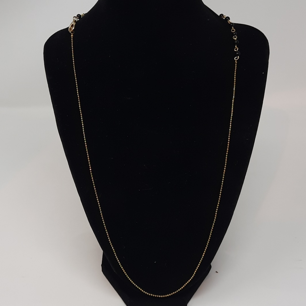 Gold Tone Necklace with Black Beads 18 inches - Picture 5 of 5